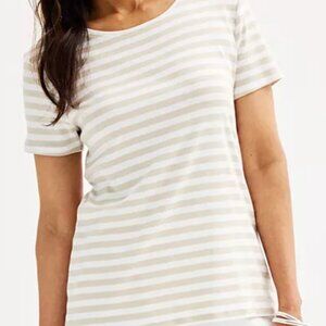 Women's Croft & Barrow® Essential Crewneck Tee Tan Classic Stripe